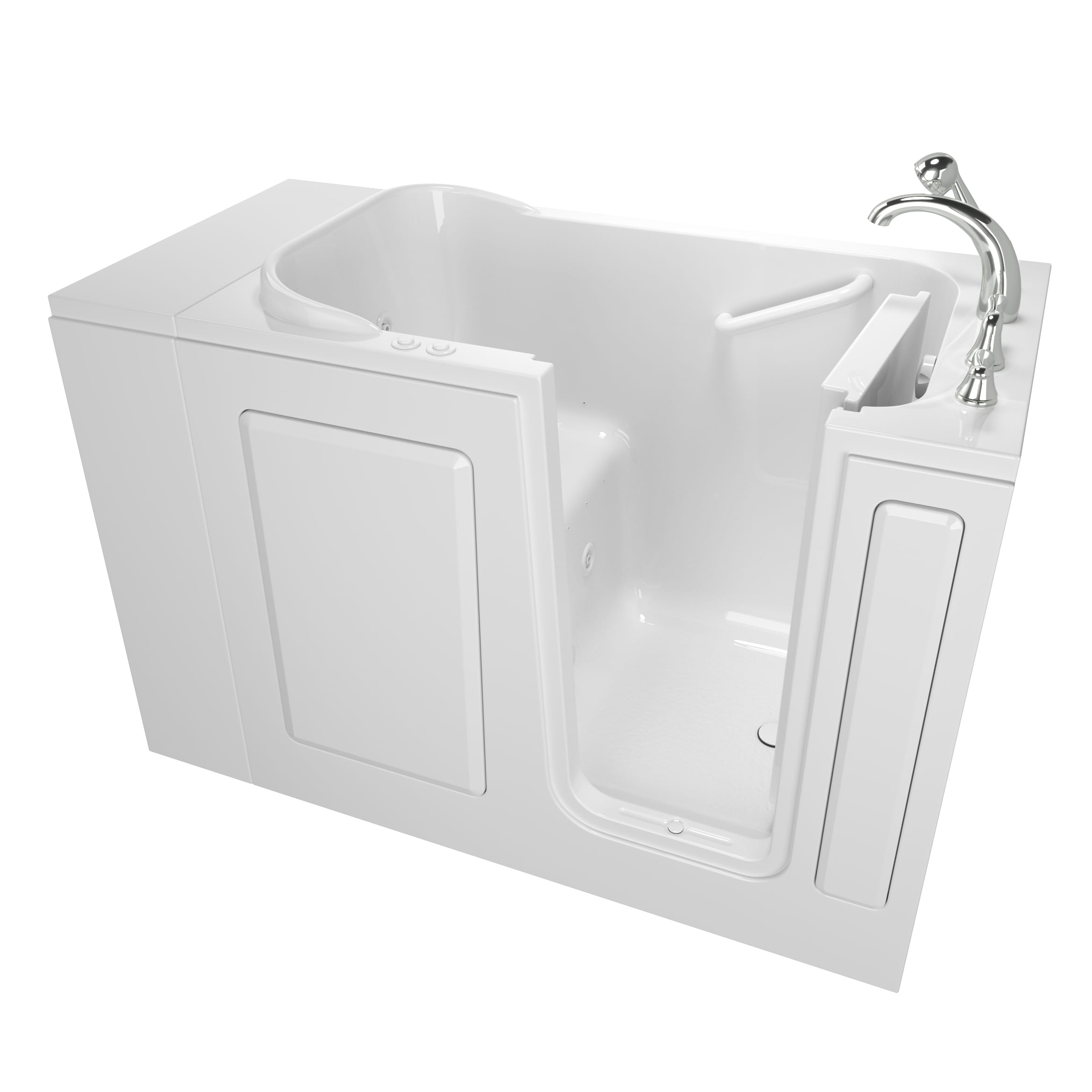 Gelcoat Entry Series 48 x 28-Inch Walk-In Tub With Combination Air Spa and Whirlpool Systems – Right-Hand Drain With Faucet